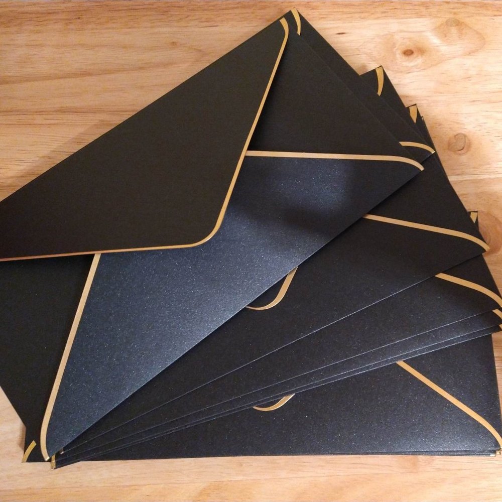 Deluxe Black and Gold Thank You Cards with Envelopes - Eagle Design